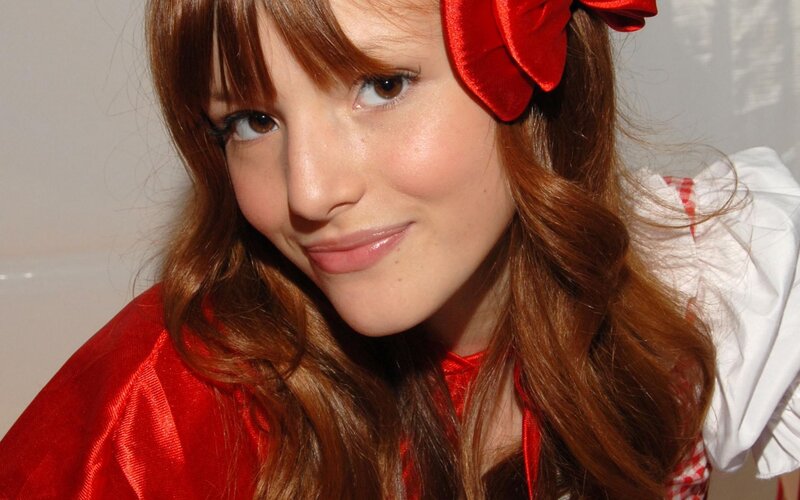 woman in red costume