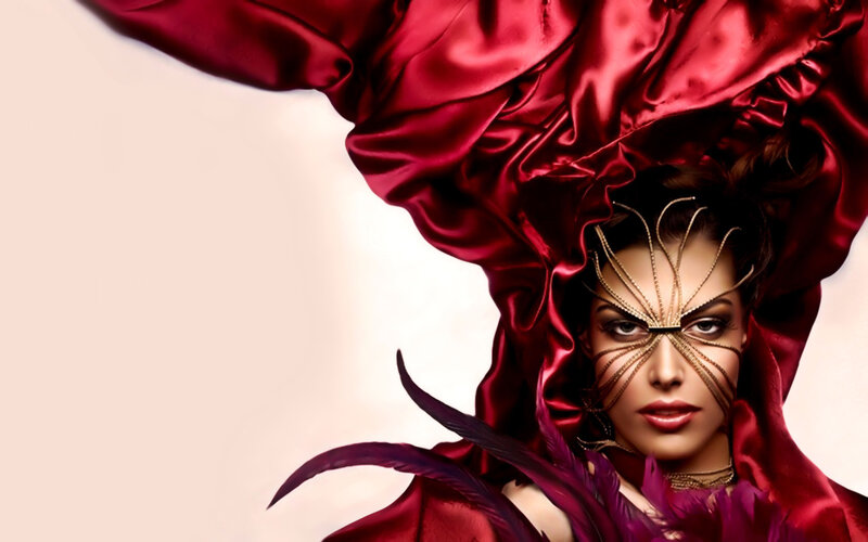 woman in red costume