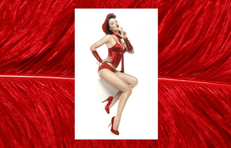 Woman in Red Costume — Confident, Photograph, Red Feather