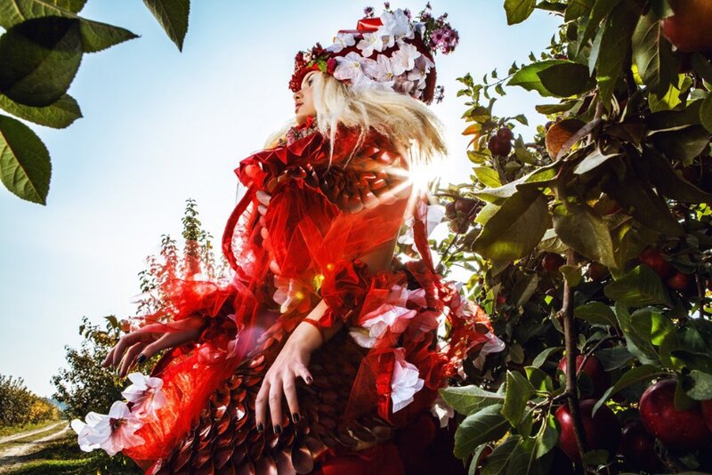 Woman in Red Costume — Dramatic, Afternoon