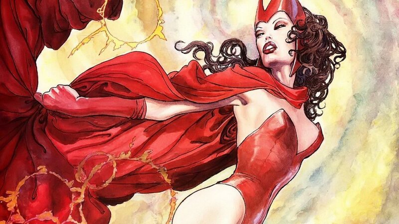 Woman in Red Costume — Dramatic, Comic, Cape, Helmet