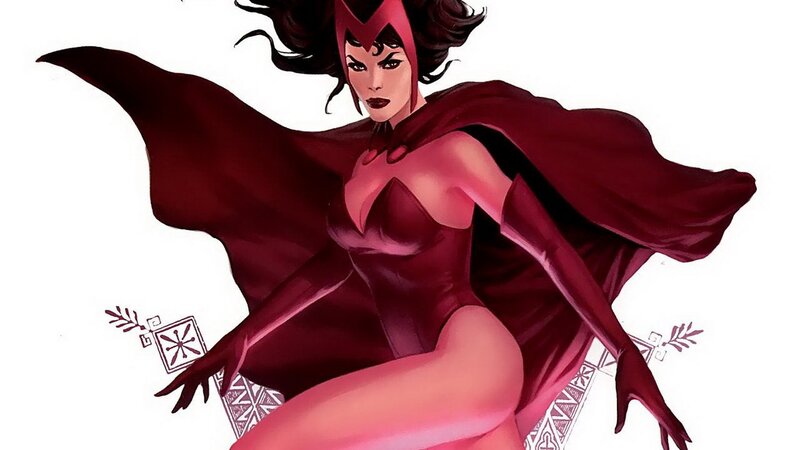 Woman in Red Costume — Dramatic, Comic, Cape, Mask