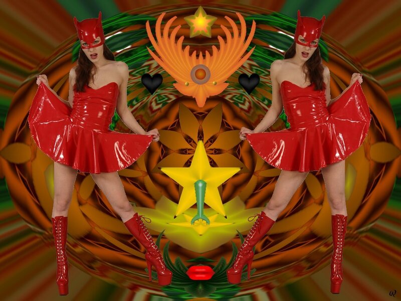 Woman in Red Costume — Dramatic, Digital Art, Boots