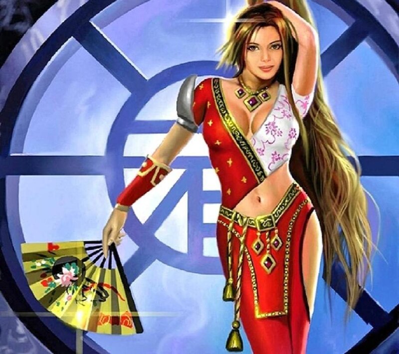 Woman in Red Costume — Dramatic, Digital Art, Fan