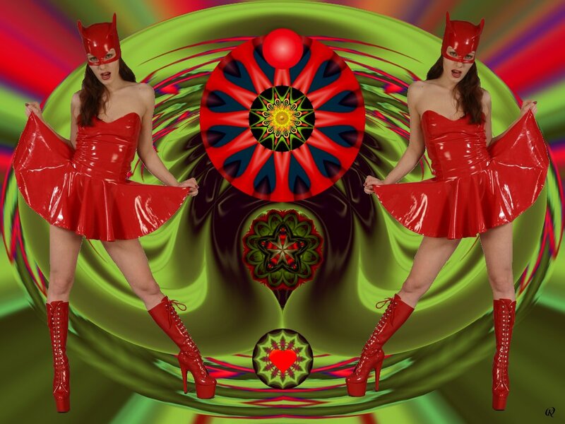 Woman in Red Costume — Vibrant, Digital Art, Boots
