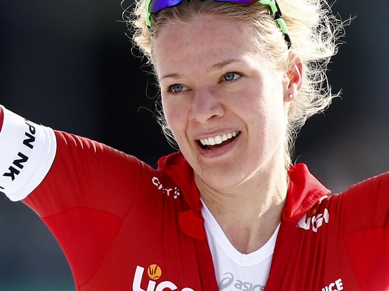 Woman in Red Cycling Jersey