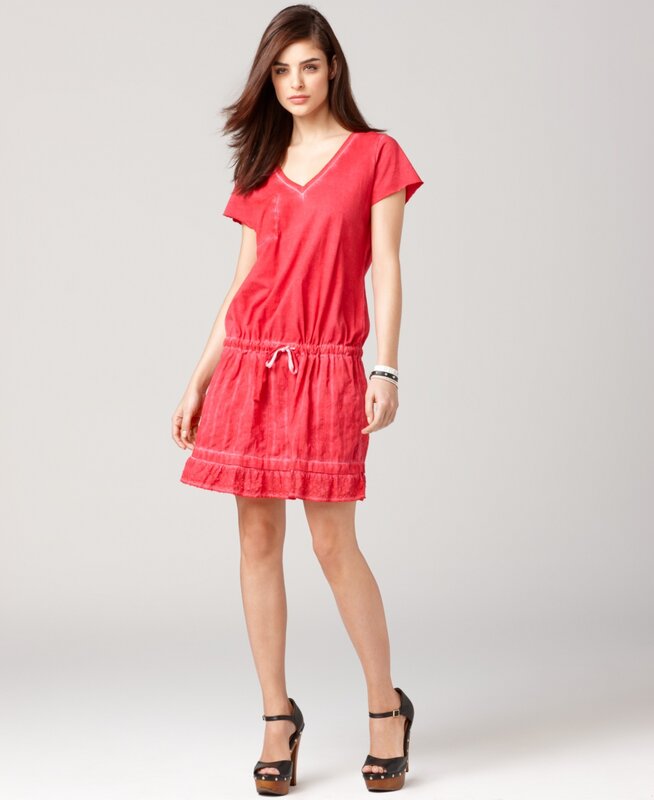 Woman in red dress