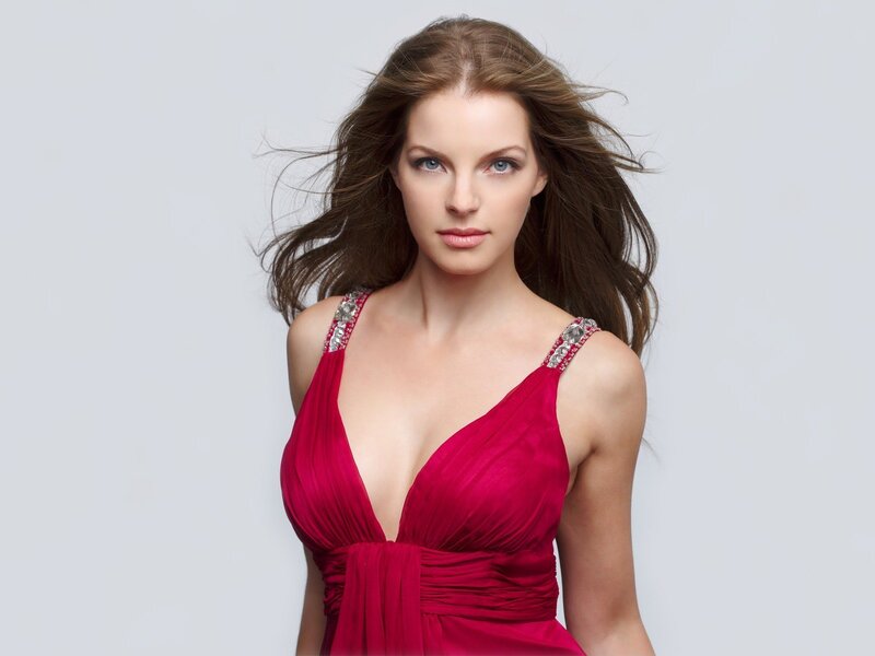 woman in red dress