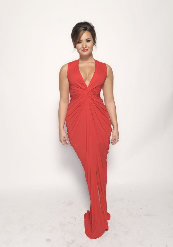 woman in red dress