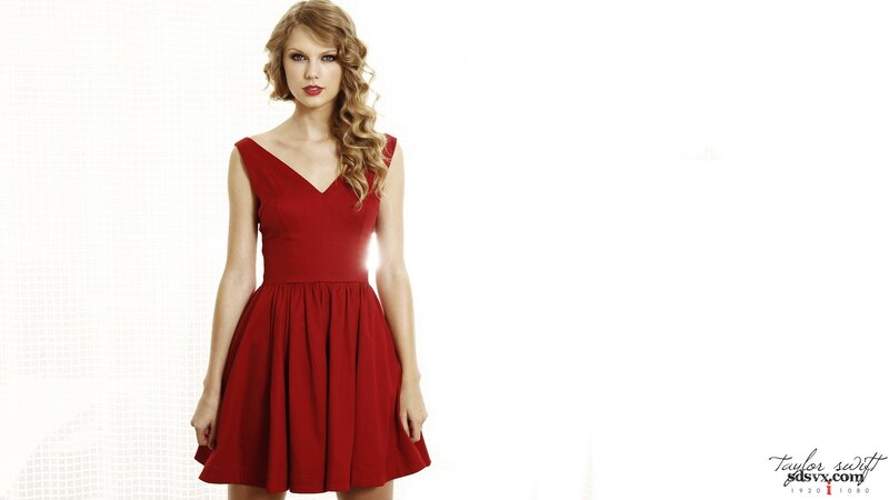 woman in red dress