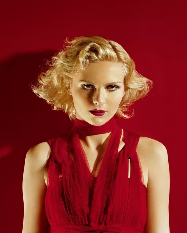 woman in red dress