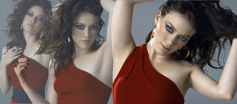 woman in red dress