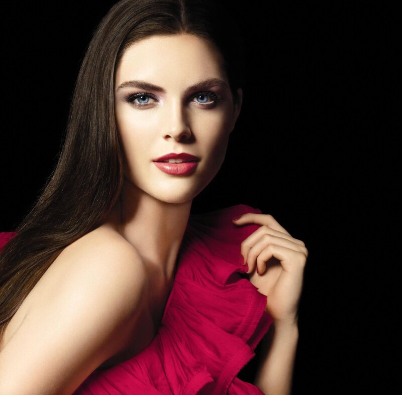 woman in red dress