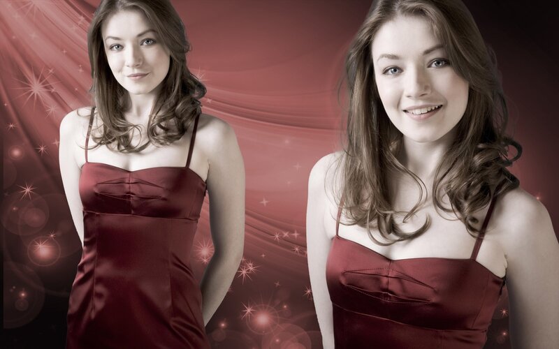 woman in red dress