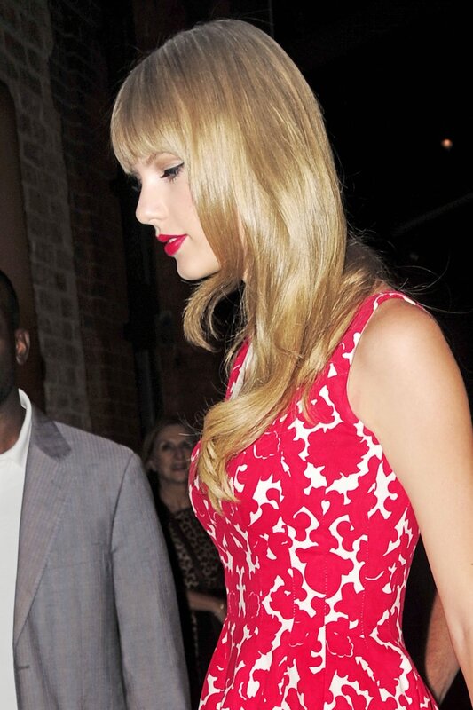 woman in red dress