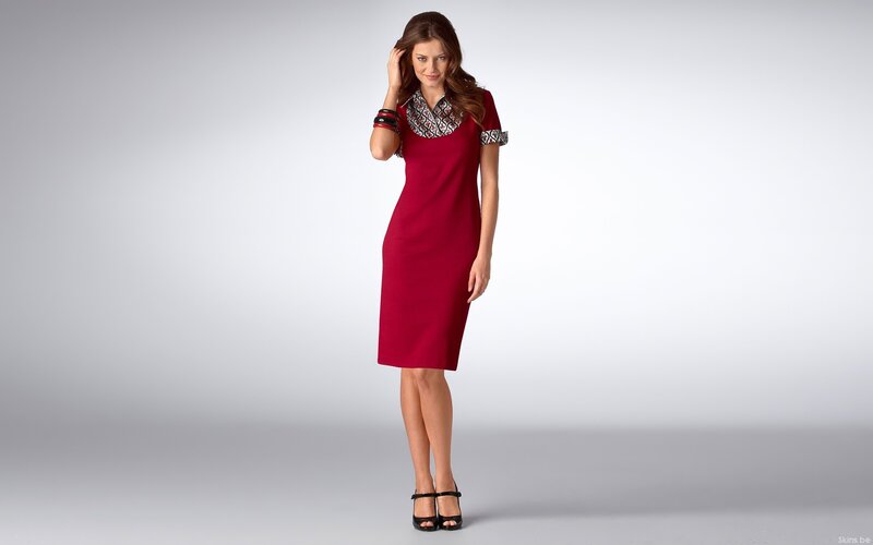 woman in red dress