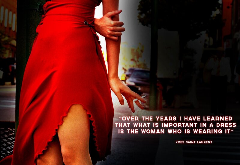 woman in red dress