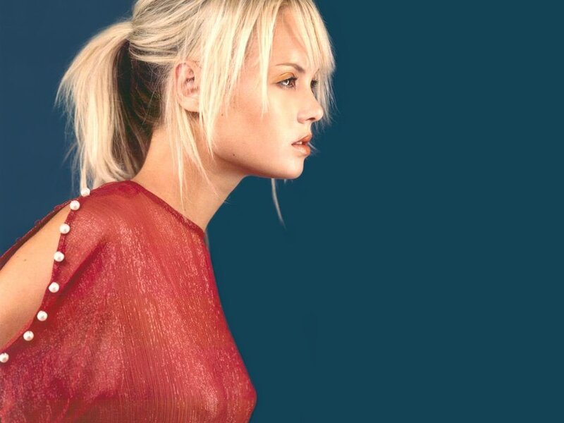 woman in red dress