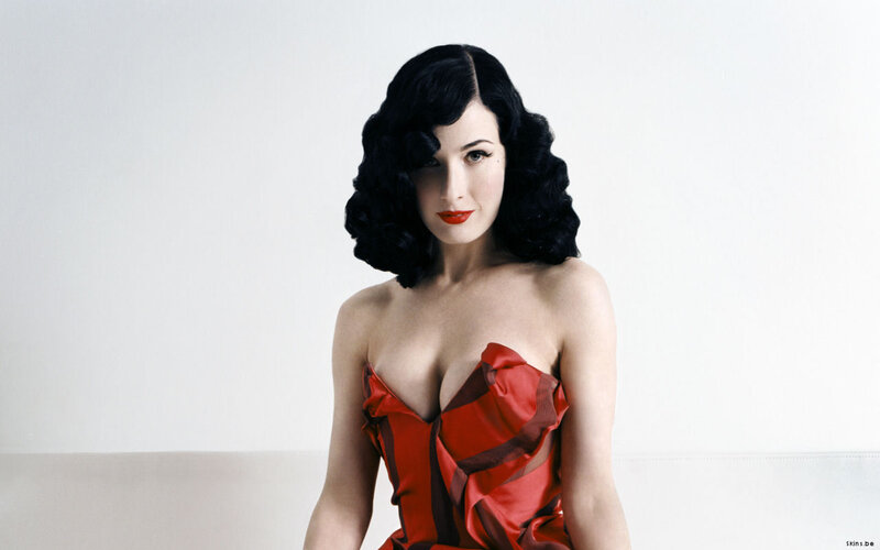 woman in red dress