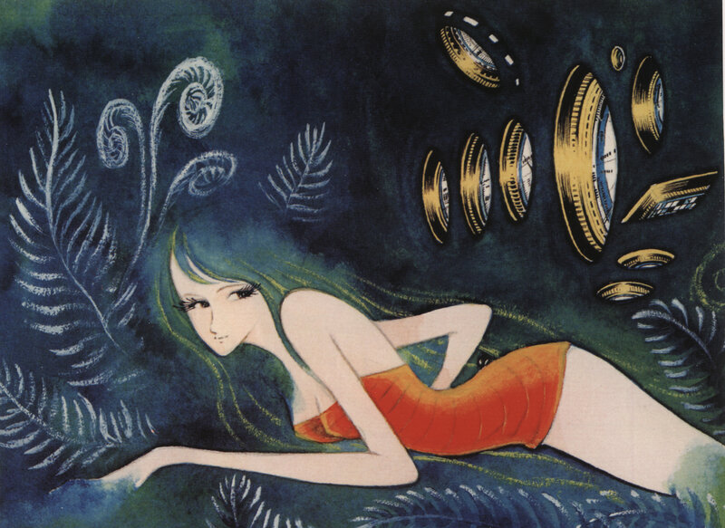 Woman in Red Dress — Blue, Dreamy, Night, Anime