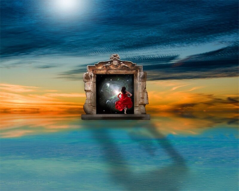 Woman in Red Dress — Blue