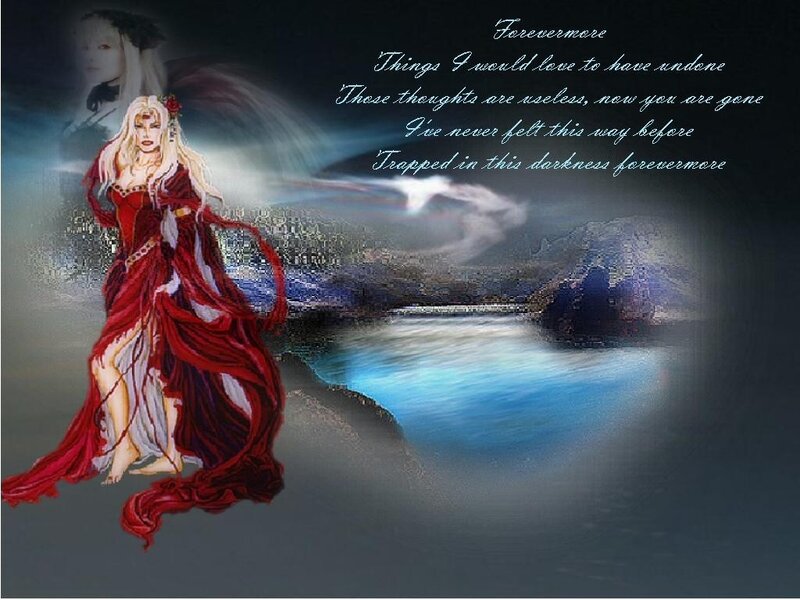 woman in red dress by water