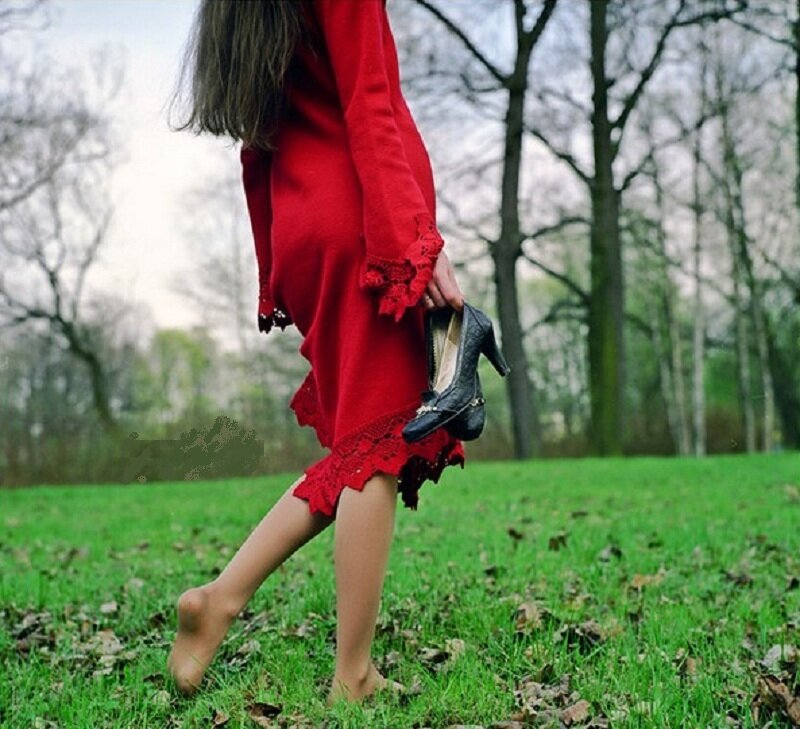 Woman in Red Dress — Calm, Autumn