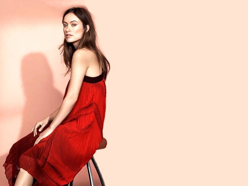 Woman in Red Dress — Calm, Photograph, Stool