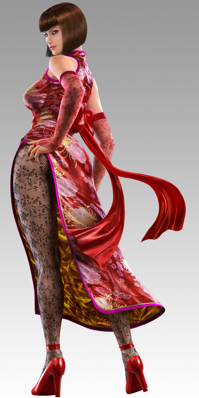 Woman in Red Dress — Confident, 3d Render, Fishnet Stockings, Heels