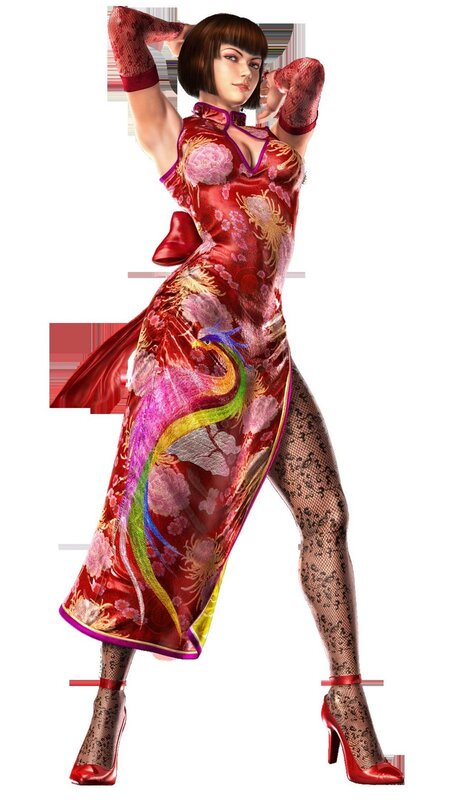 Woman in Red Dress — Confident, 3d Render, Fishnet Stockings, High Heels, Black