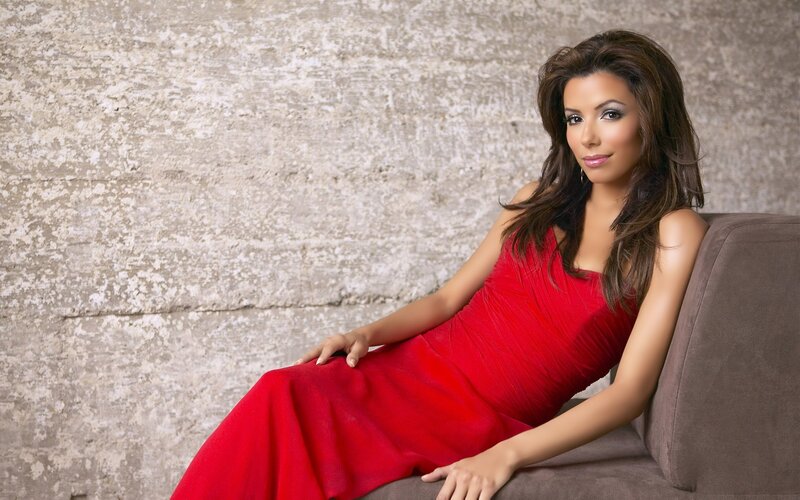Woman in Red Dress — Confident, Photograph, Couch, Wall