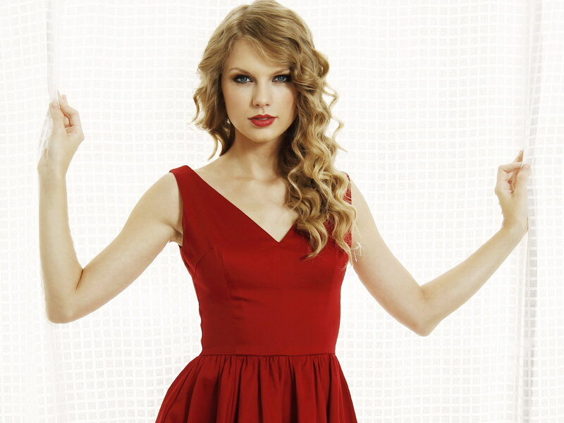Woman in Red Dress — Confident, Photograph, Curly Hair