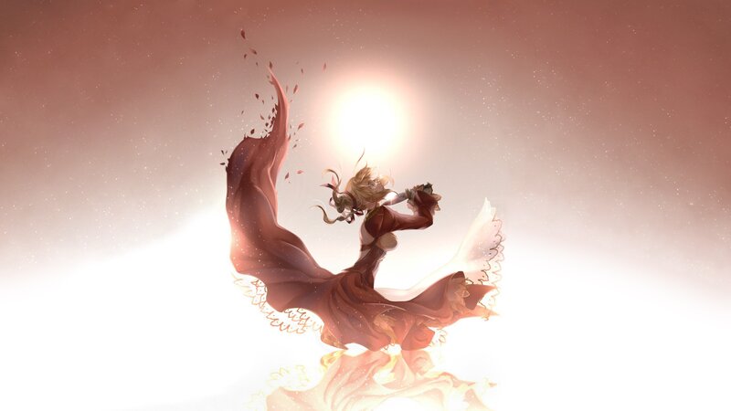 woman in red dress dancing