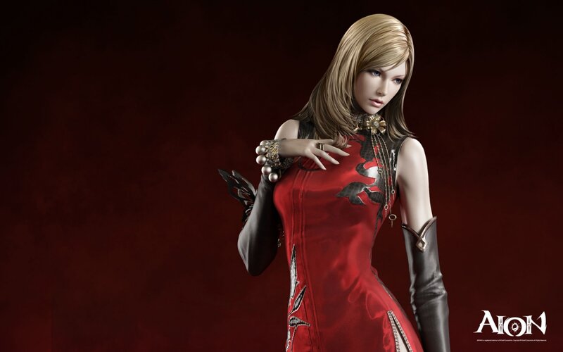 Woman in Red Dress — Dramatic, 3d Render, Gloves