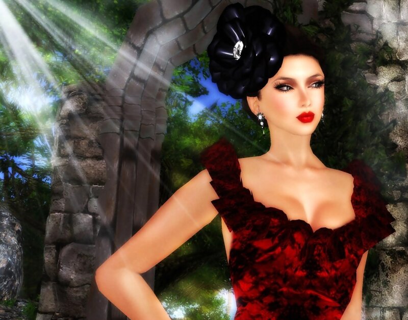 Woman in Red Dress — Dramatic, Afternoon, 3d Render