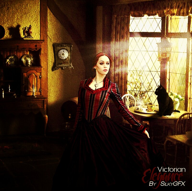 Woman in Red Dress — Dramatic, Afternoon, Digital Art, Black Cat