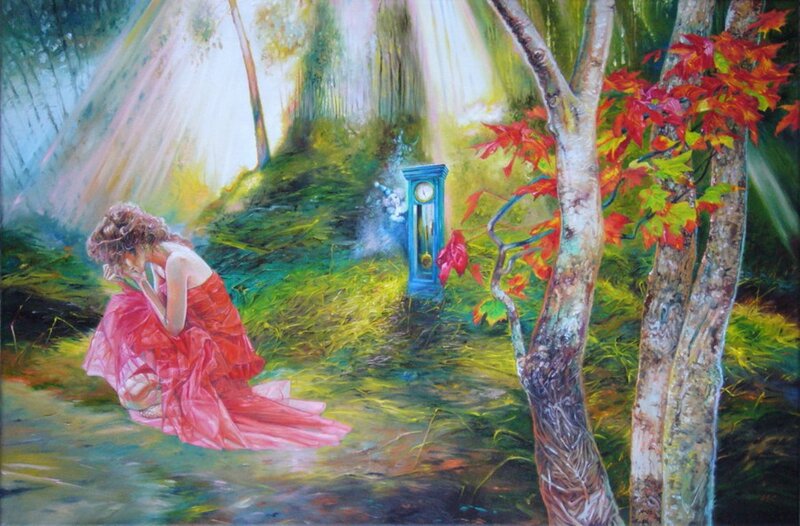 Woman in Red Dress — Dramatic, Autumn, Painting