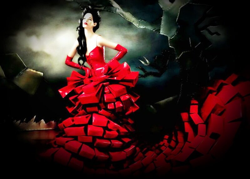 Woman in Red Dress — Dramatic, Dark, Digital Art