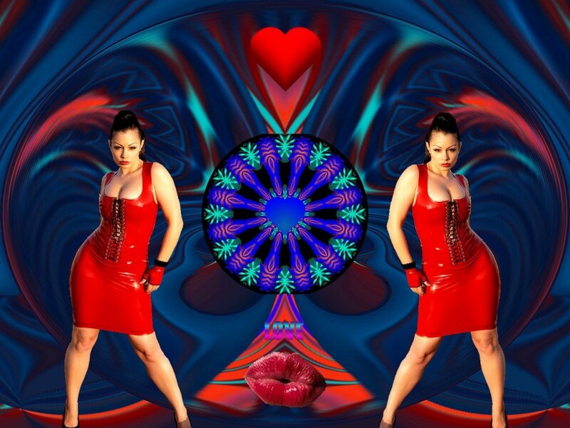 Woman in Red Dress — Dramatic, Digital Art, Heart, Mandala