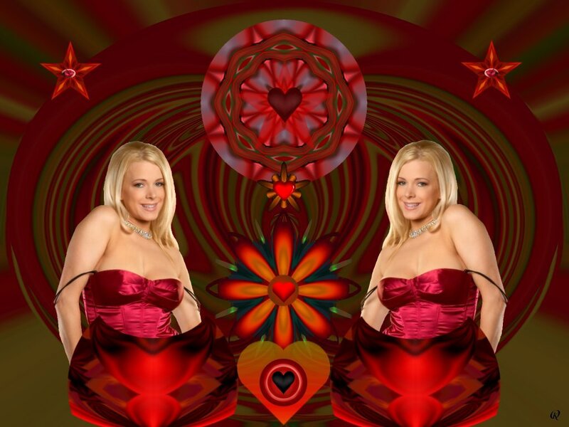Woman in Red Dress — Dramatic, Digital Art, Heart, Star, Flower