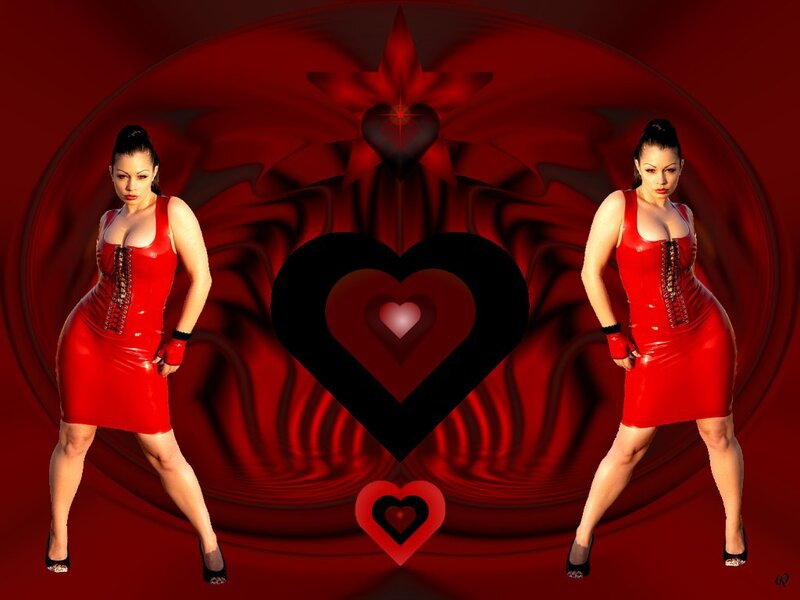 Woman in Red Dress — Dramatic, Digital Art, Heart, Star