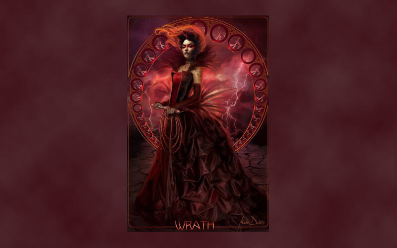 Woman in Red Dress — Dramatic, Digital Art, Lightning