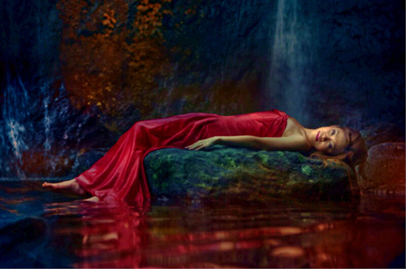 Woman in Red Dress — Dramatic, Digital Art, Rock