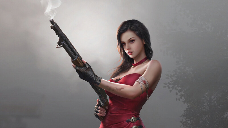 Woman in Red Dress — Dramatic, Digital Art, Shotgun
