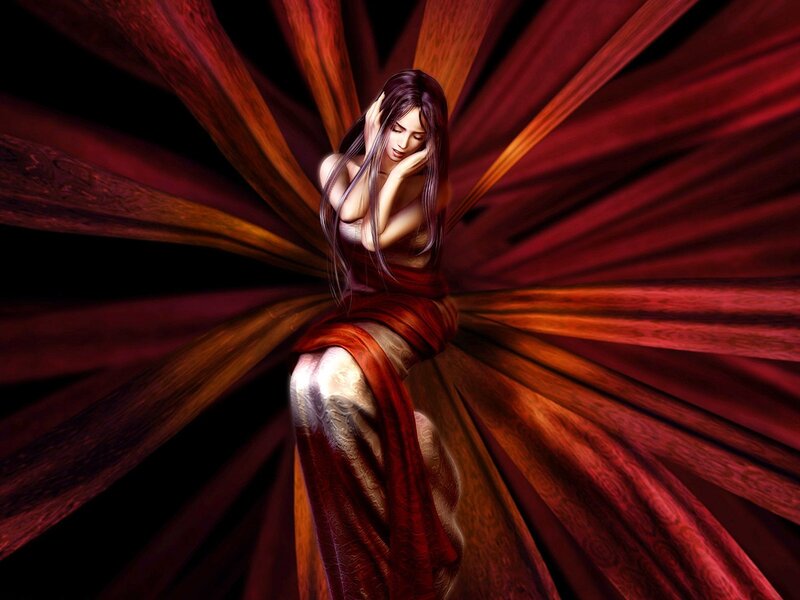 Woman in Red Dress — Dramatic, Digital Art