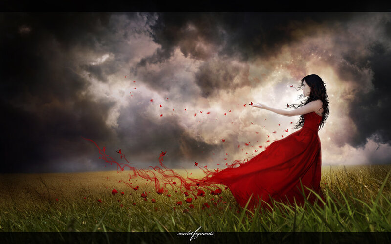 Woman in Red Dress — Dramatic, Evening, Digital Art