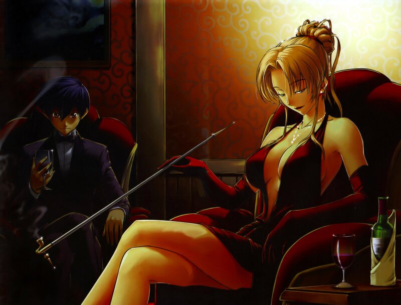 Woman in Red Dress — Dramatic, Night, Anime, Man in Suit