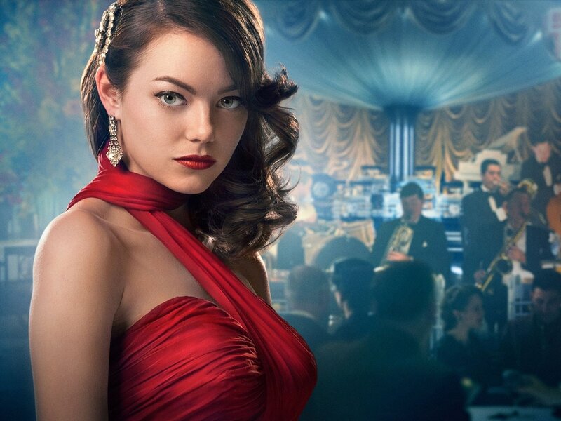 Woman in Red Dress — Dramatic, Night, Photograph, Band, Saxophone, Curled Hair