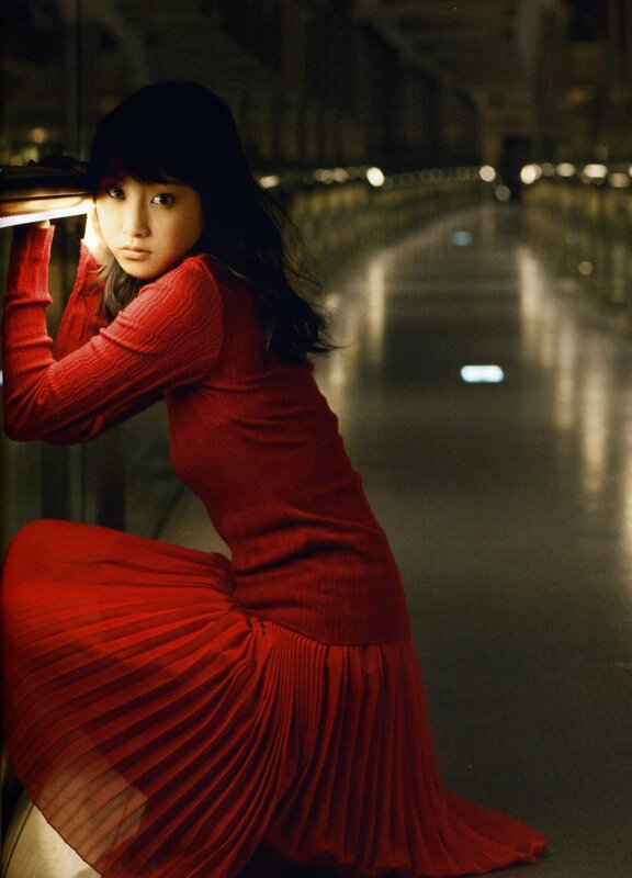 Woman in Red Dress — Dramatic, Night, Photograph, Bridge, Black