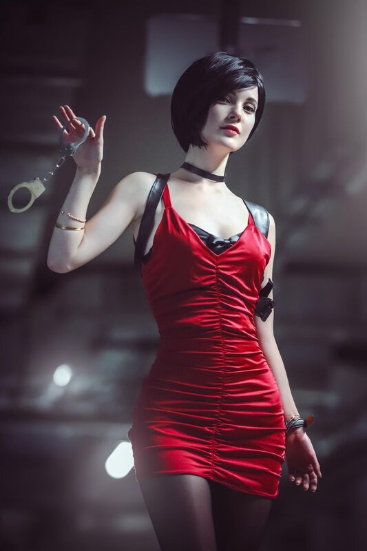 Woman in Red Dress — Dramatic, Night, Photograph, Handcuffs